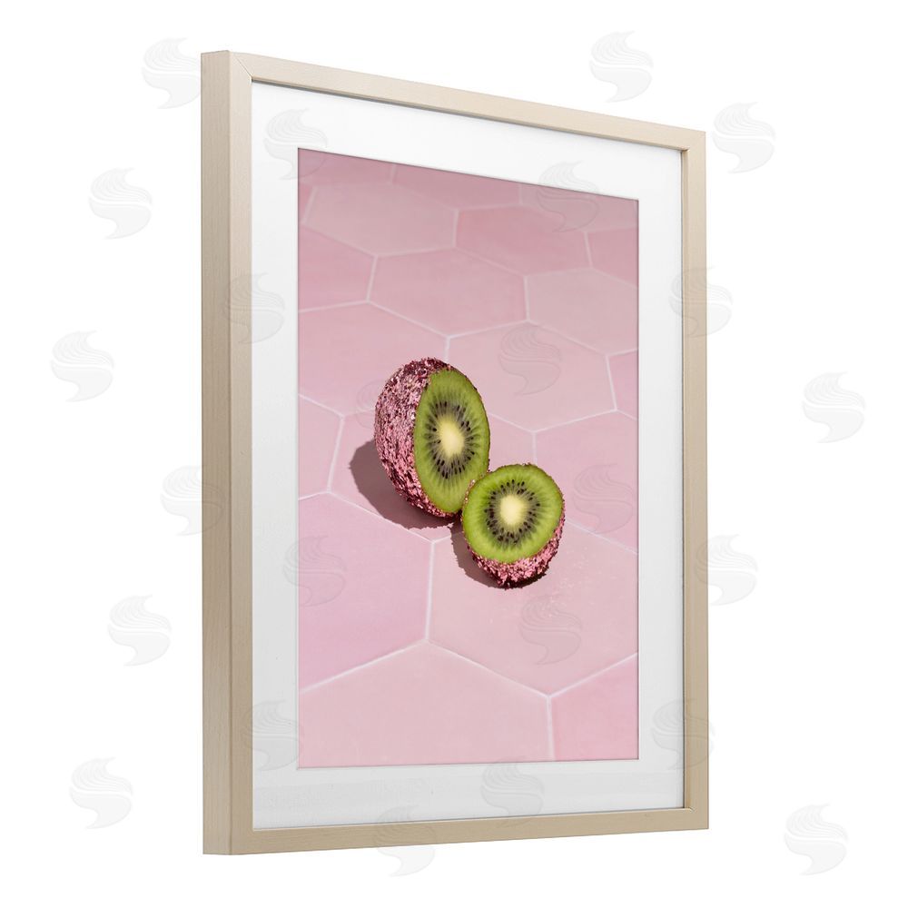 LISH Creative Pink Glimmer Kiwi Brown Framed Print Under Glass Wall Art