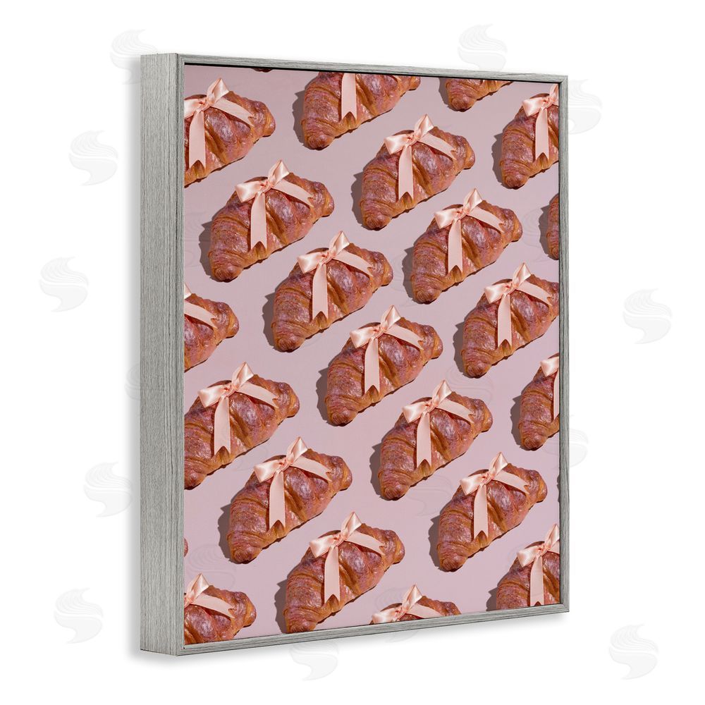 LISH Creative Croissants with Ribbons Pattern Gray Framed Giclee Wall Art Print