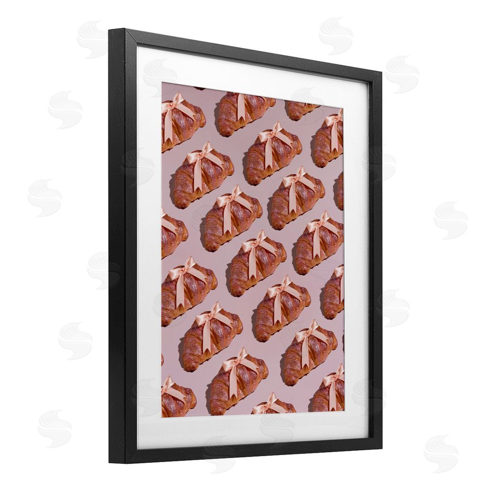 LISH Creative Croissants with Ribbons Pattern Black Framed Print Under Glass Wall Art