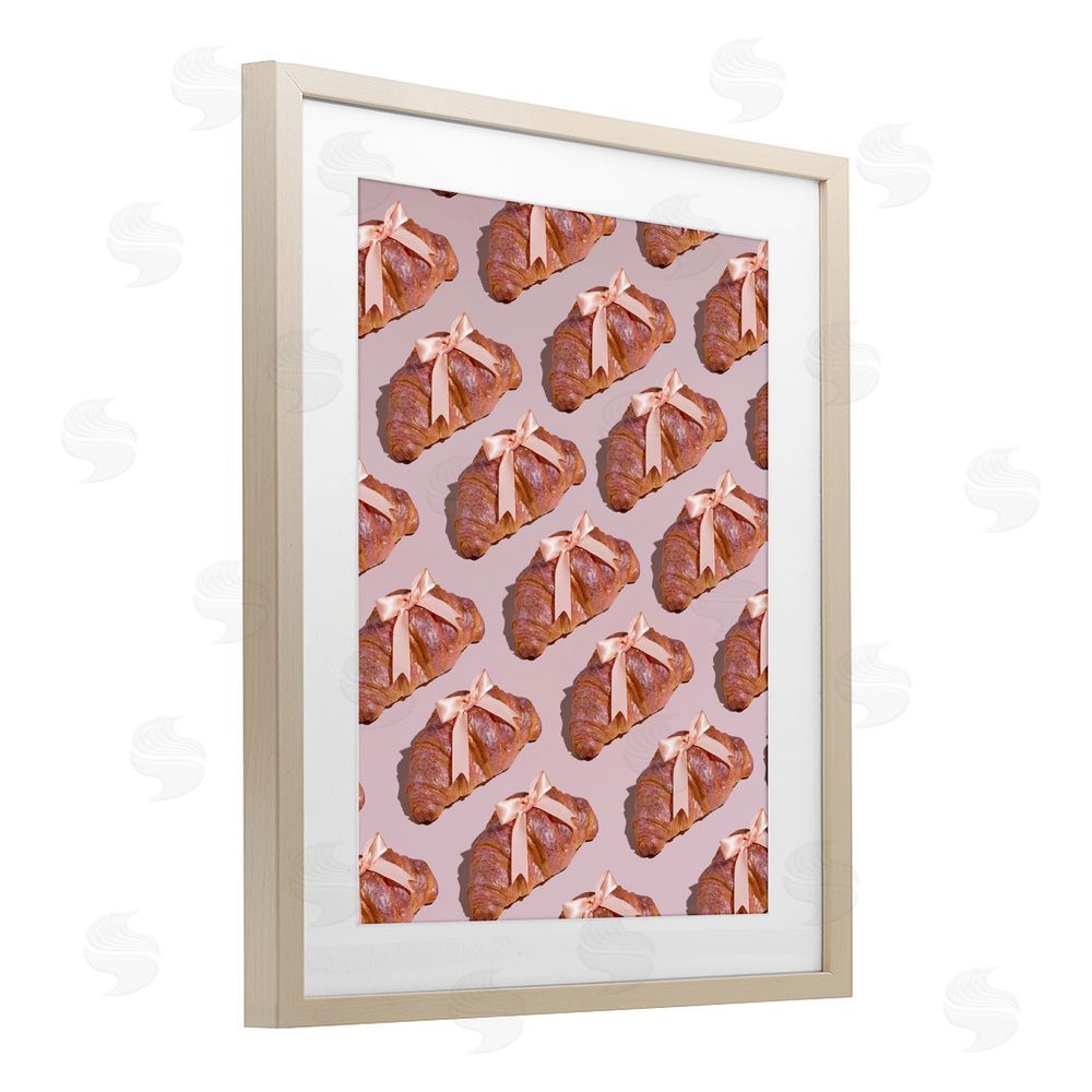 LISH Creative Croissants with Ribbons Pattern Brown Framed Print Under Glass Wall Art