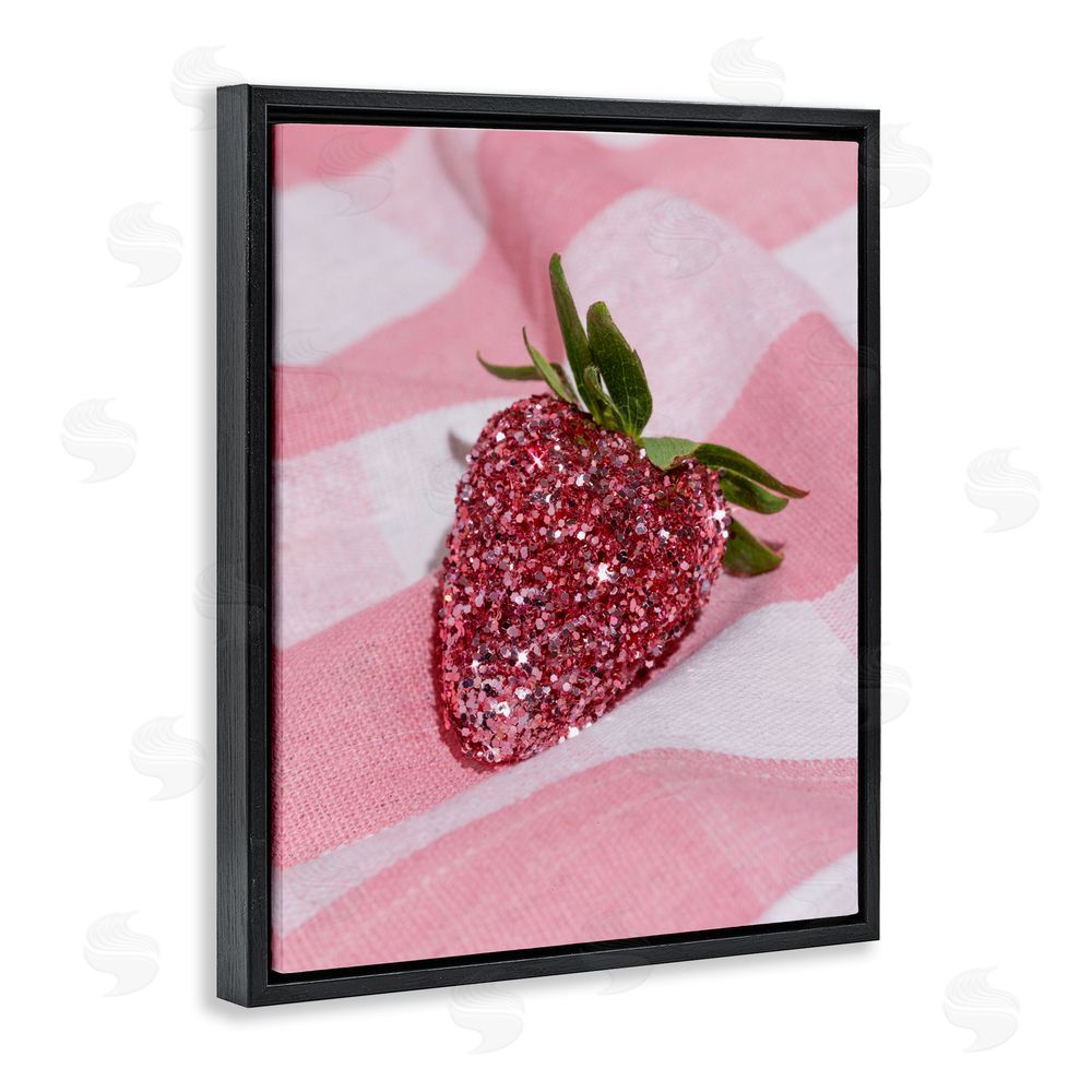 LISH Creative Glimmer Strawberry on Pink Black Floating Framed Canvas Wall Art