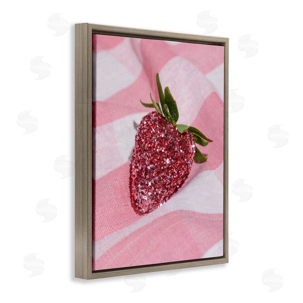 LISH Creative Glimmer Strawberry on Pink Brown Floating Framed Canvas Wall Art