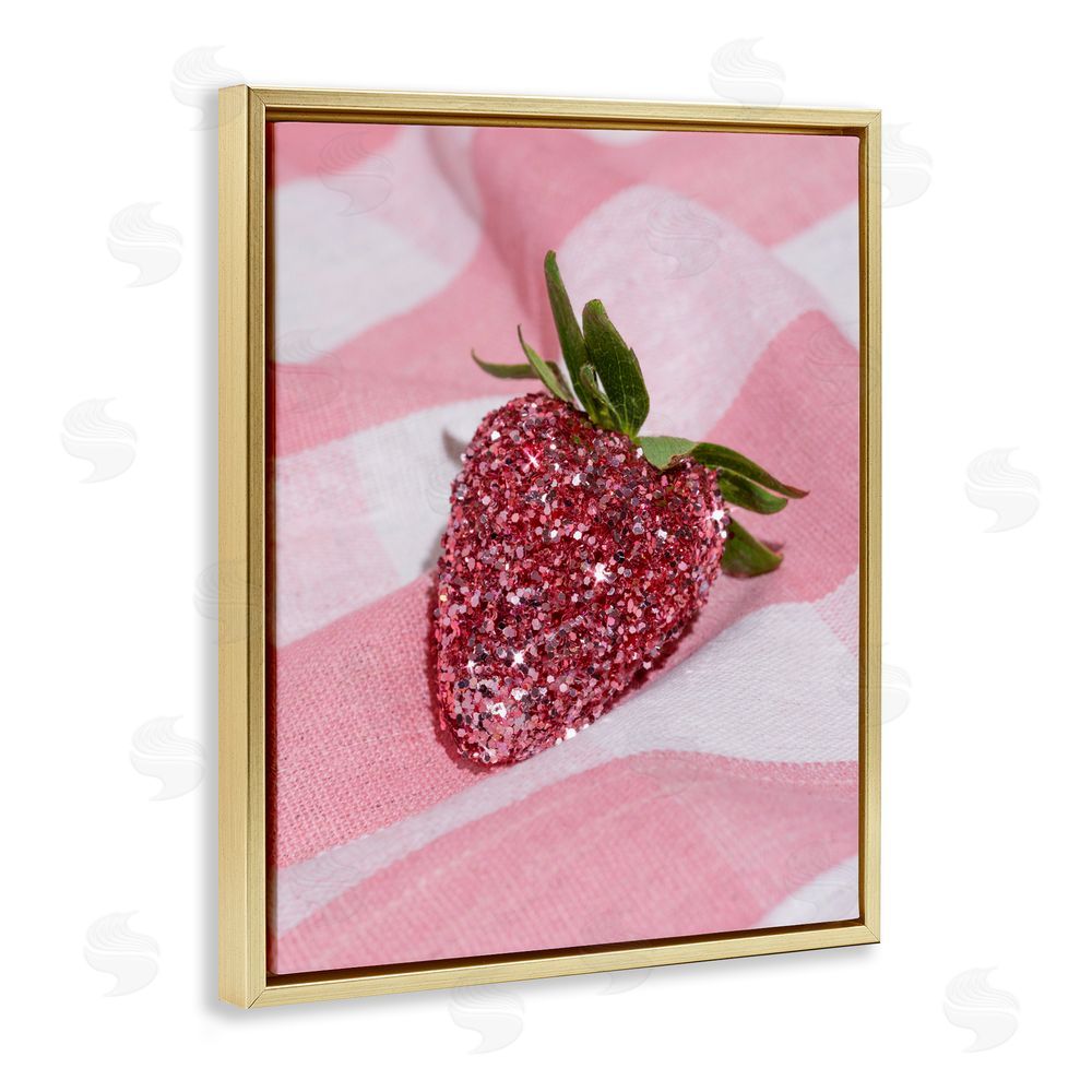 LISH Creative Glimmer Strawberry on Pink Gold Floating Framed Canvas Wall Art