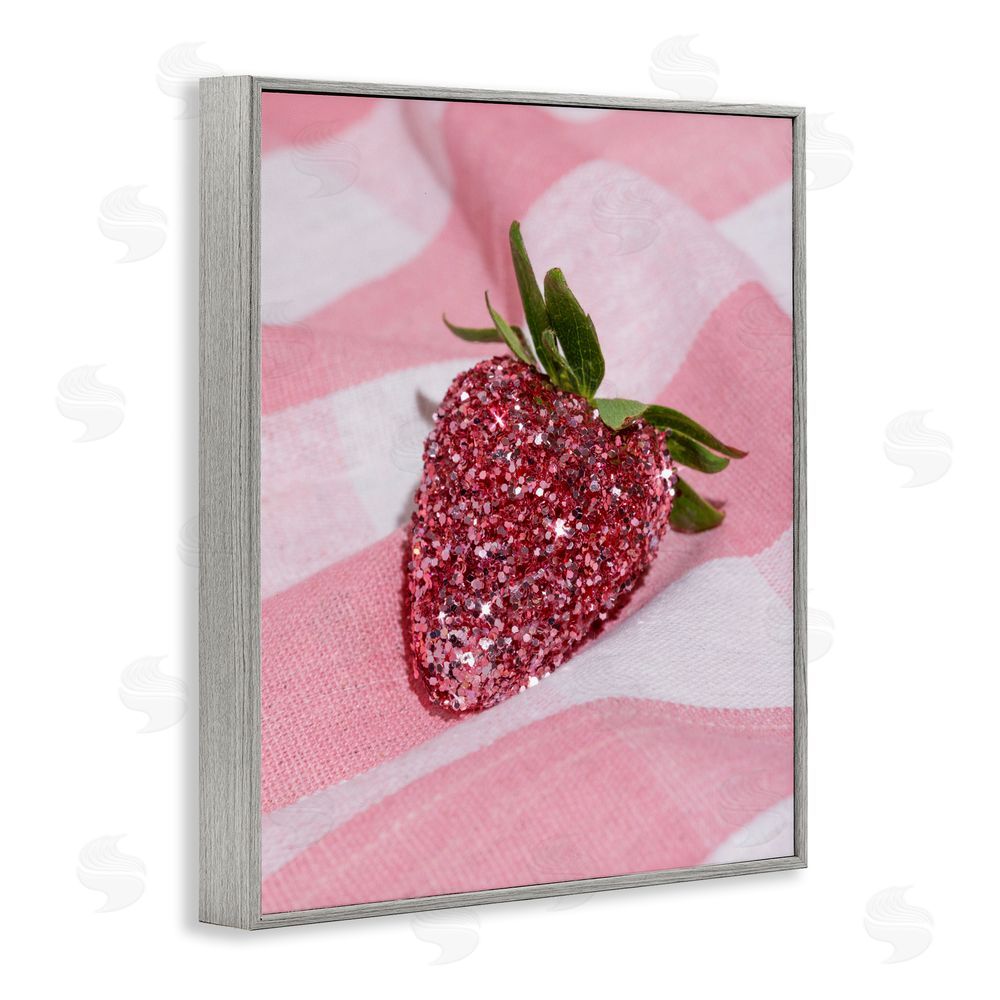 LISH Creative Glimmer Strawberry on Pink Gray Framed Giclee Wall Art