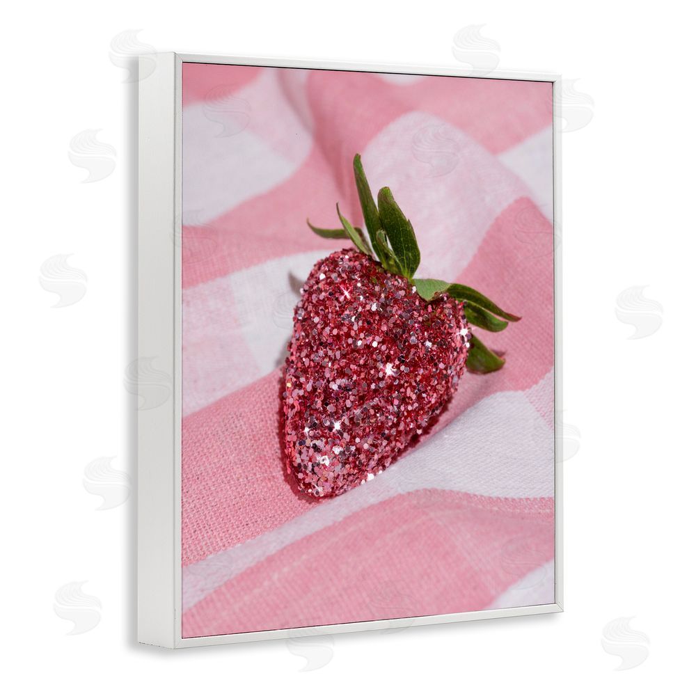LISH Creative Glimmer Strawberry on Pink White Framed Giclee Wall Art