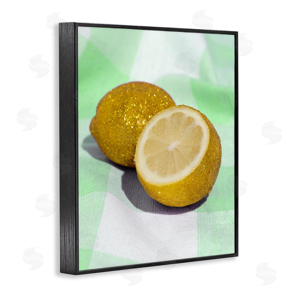 LISH Creative Glimmer Lemon on Green Black Framed Giclee Wall Art