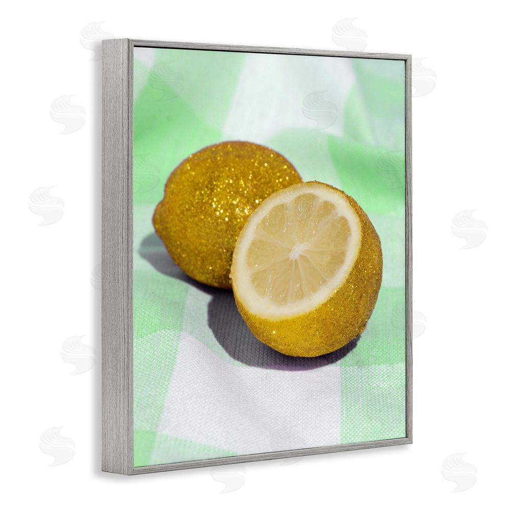 LISH Creative Glimmer Lemon on Green Gray Framed Giclee Wall Art