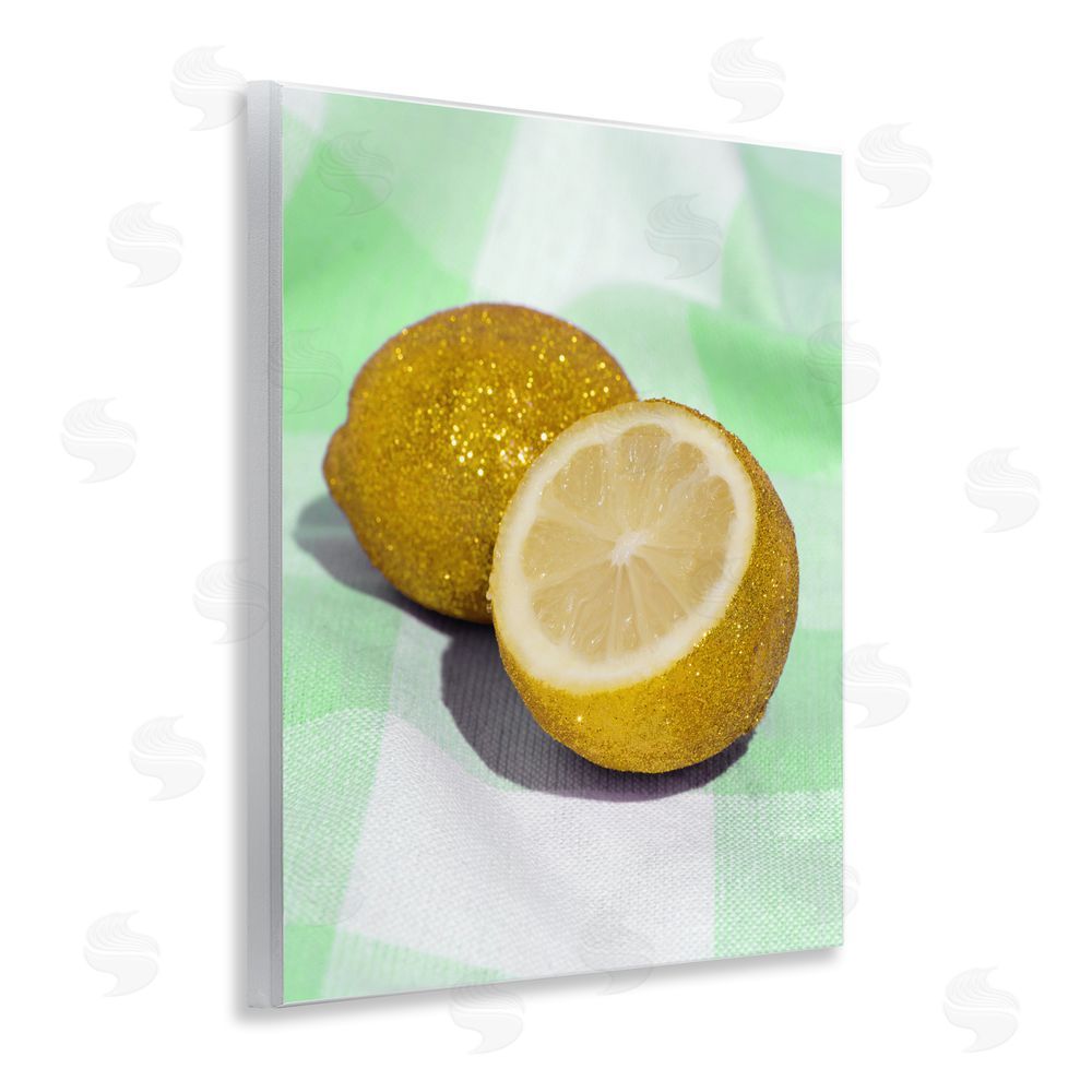 LISH Creative Glimmer Lemon on Green Wall Plaque Home Decor Art Print