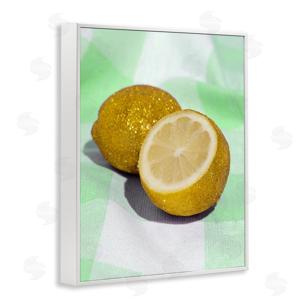 LISH Creative Glimmer Lemon on Green White Framed Giclee Wall Art