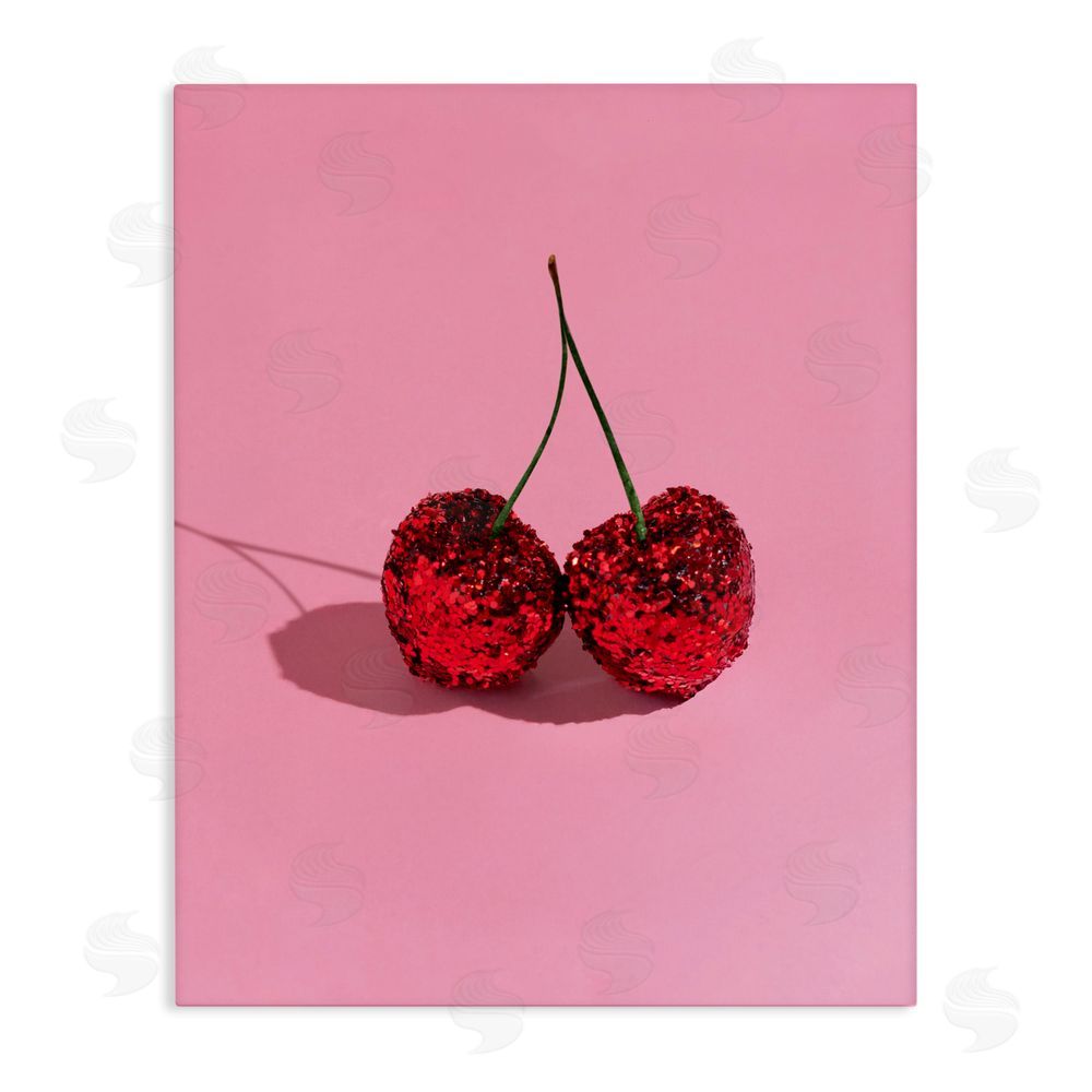 LISH Creative Glitter Encrusted Cherries Stretched Canvas Wall Art