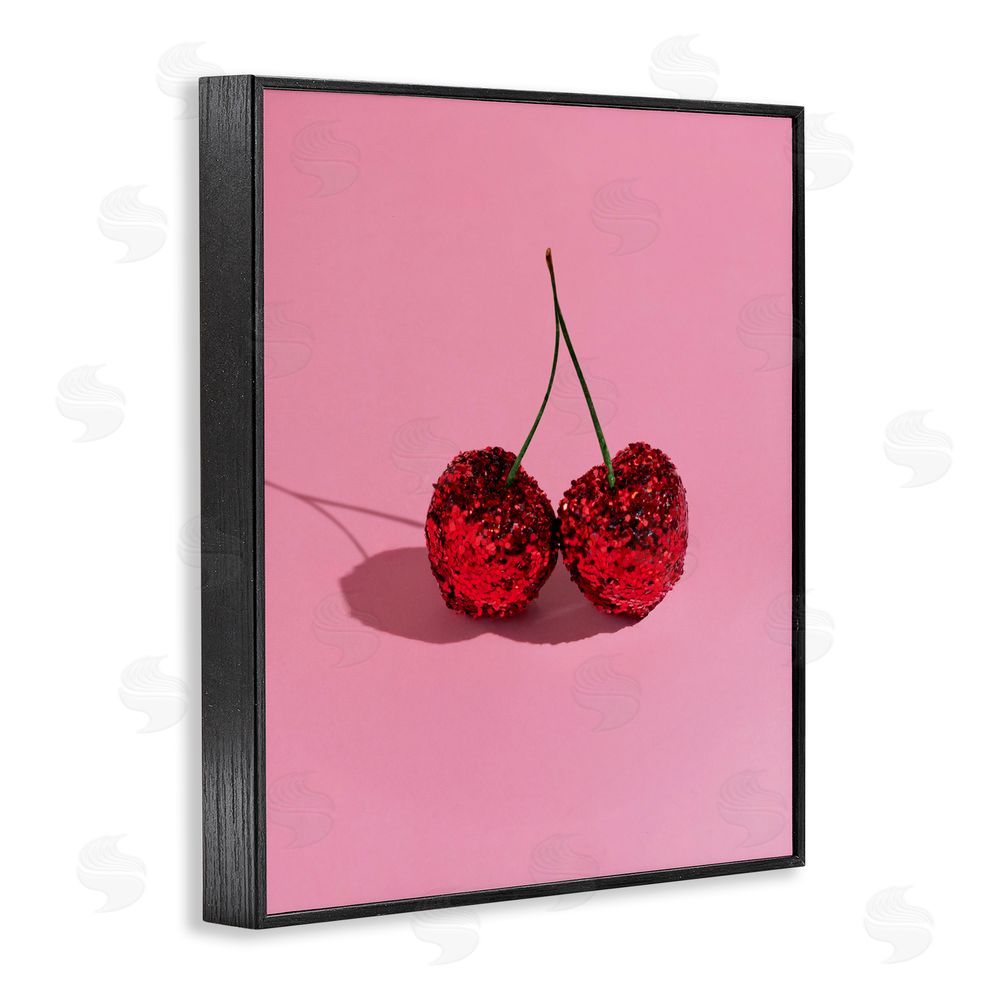 LISH Creative Glitter Encrusted Cherries Black Framed Giclee Wall Art
