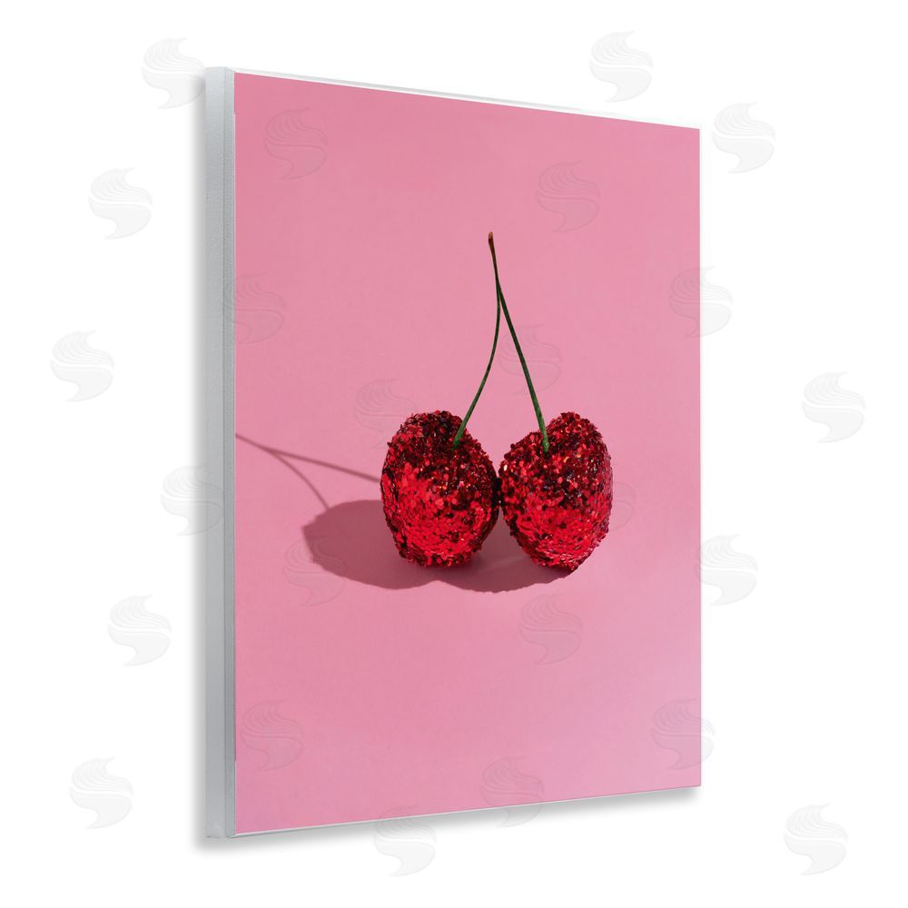 LISH Creative Glitter Encrusted Cherries Wall Plaque Home Decor Art Print