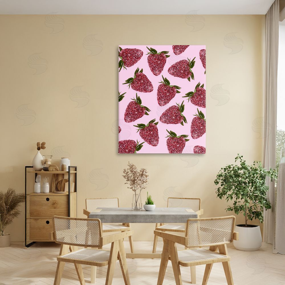 LISH Creative Glimmer Strawberry Pattern Stretched Canvas Wall Art in Room