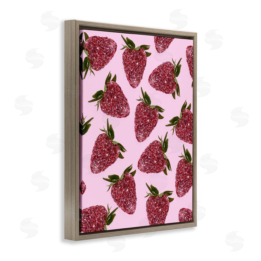 LISH Creative Glimmer Strawberry Pattern Brown Floating Framed Canvas Wall Art