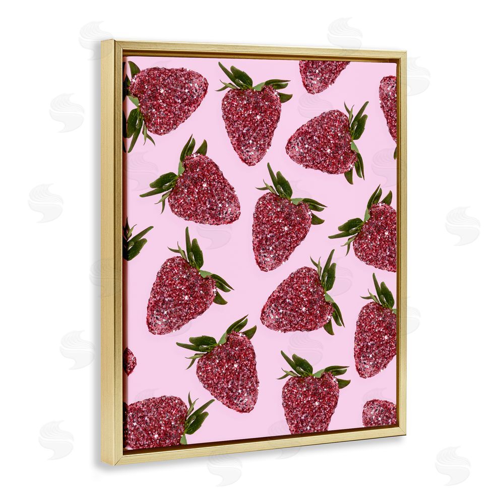 LISH Creative Glimmer Strawberry Pattern Gold Floating Framed Canvas Wall Art