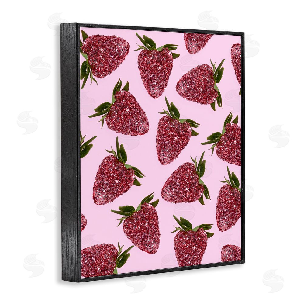 LISH Creative Glimmer Strawberry Pattern Black Framed Giclee Wall Art