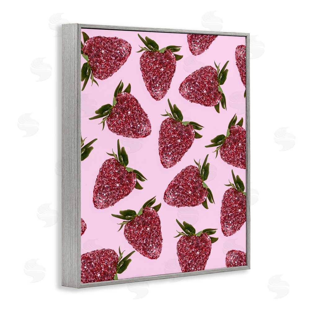 LISH Creative Glimmer Strawberry Pattern Gray Framed Giclee Wall Art