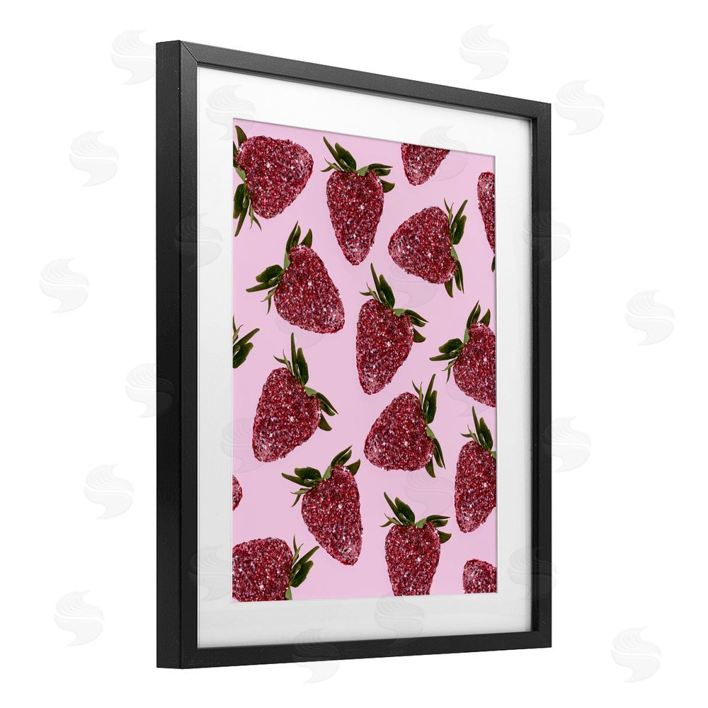 LISH Creative Glimmer Strawberry Pattern Black Framed Print Under Glass Wall Art