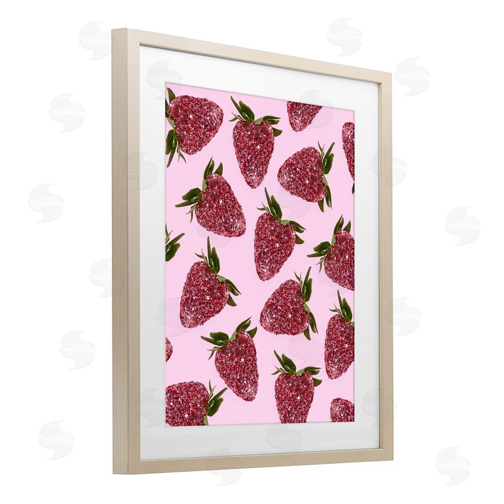 LISH Creative Glimmer Strawberry Pattern Brown Framed Print Under Glass Wall Art