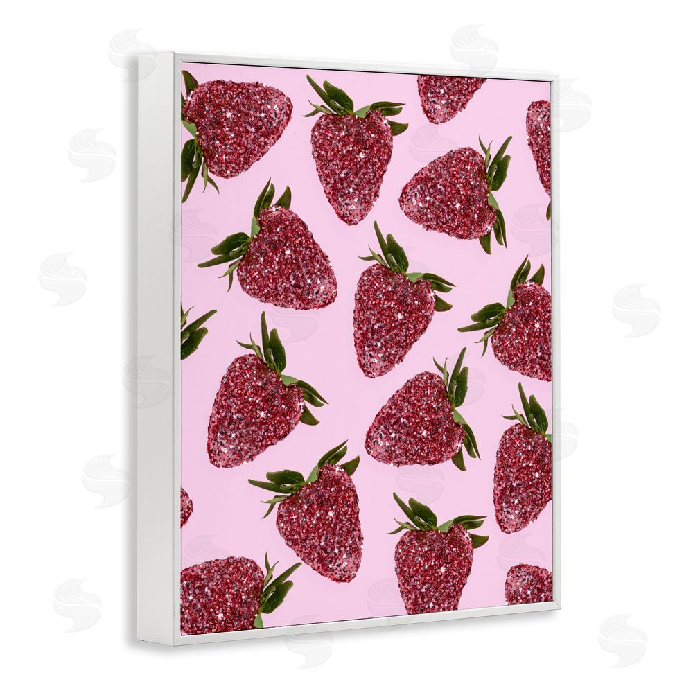 LISH Creative Glimmer Strawberry Pattern White Framed Giclee Wall Art