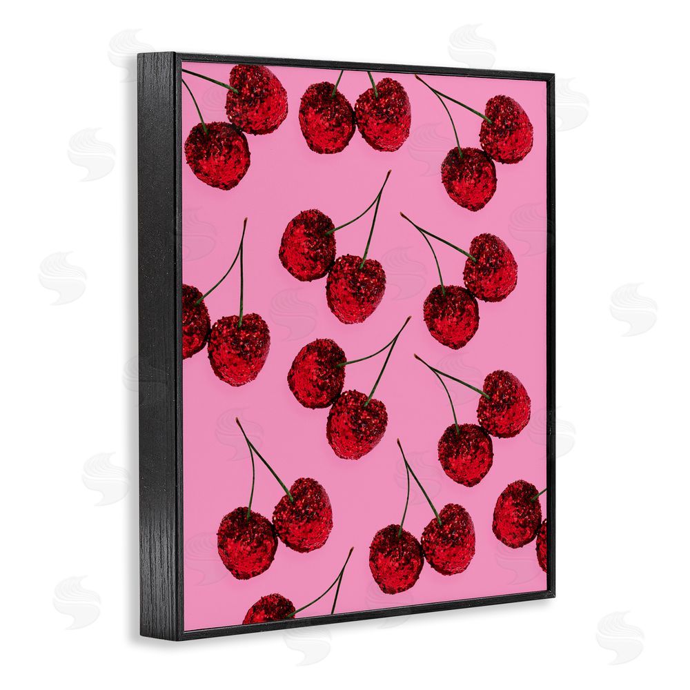 LISH Creative Glitter Glam Cherries Pattern Black Framed Giclee Wall Art