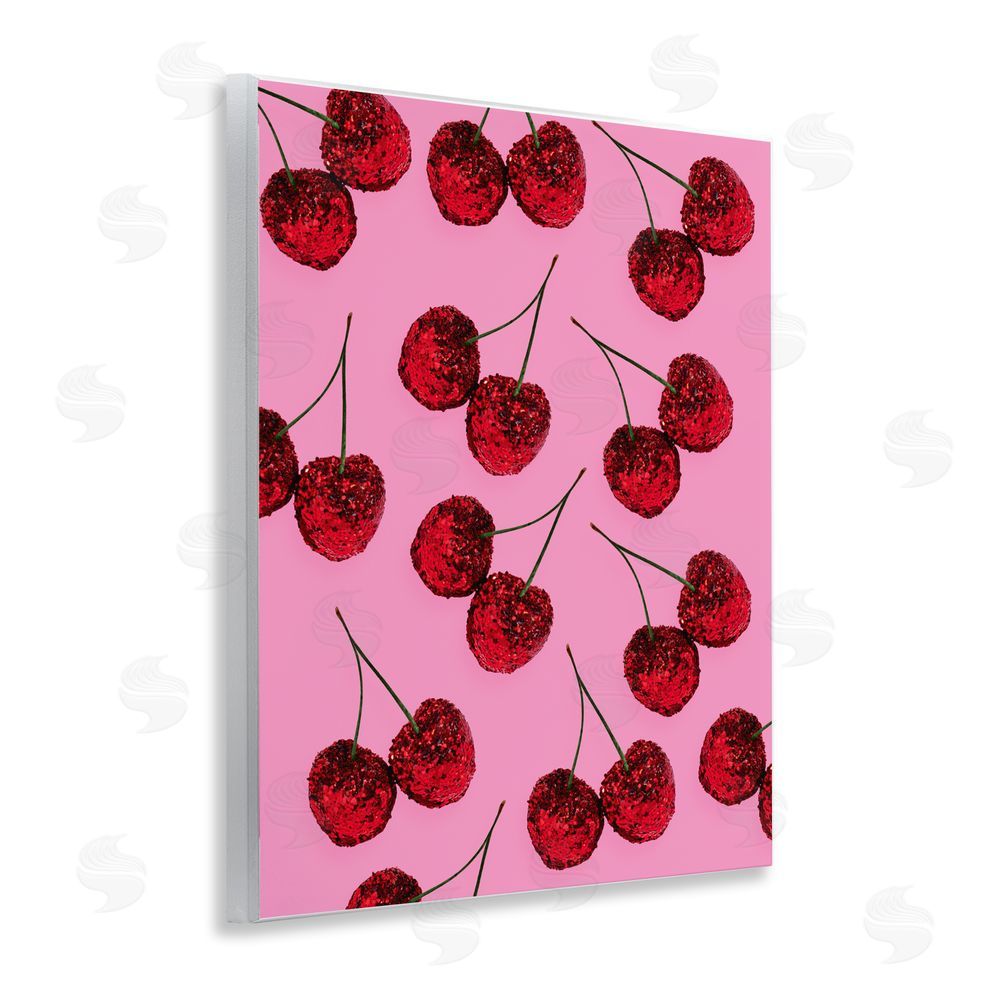 LISH Creative Glitter Glam Cherries Pattern Wall Plaque Home Decor Art Print
