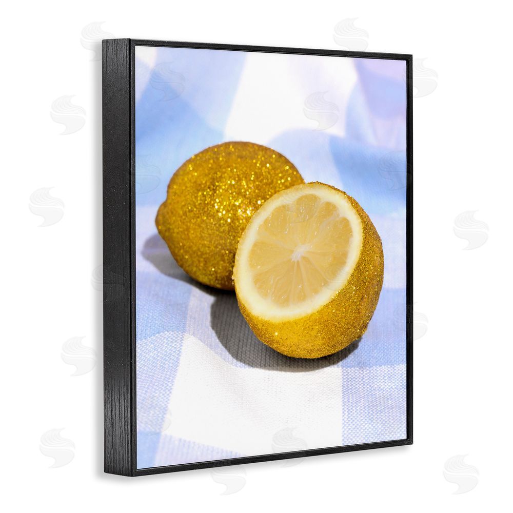 LISH Creative Glimmer Lemon on Blue Black Framed Giclee Wall Art