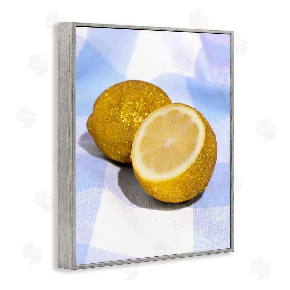 LISH Creative Glimmer Lemon on Blue Gray Framed Giclee Wall Art