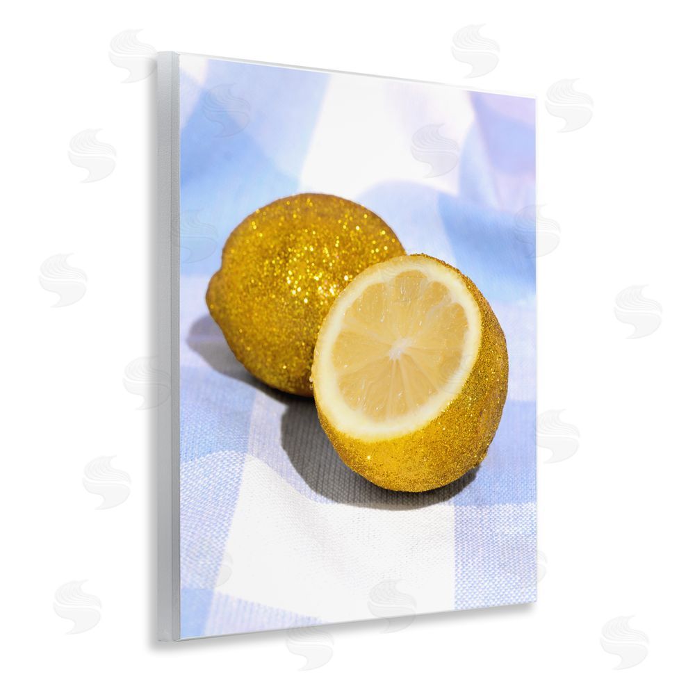 LISH Creative Glimmer Lemon on Blue Wall Plaque Home Decor Art Print