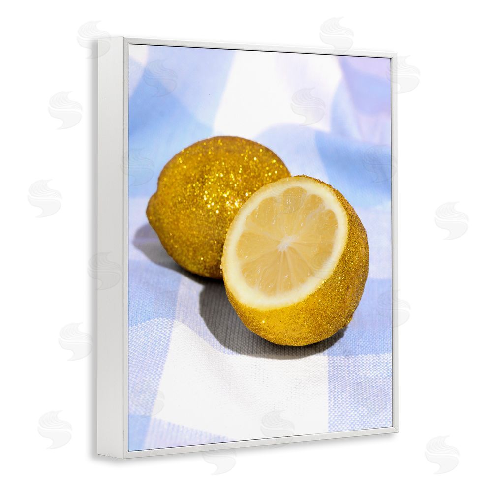 LISH Creative Glimmer Lemon on Blue White Framed Giclee Wall Art