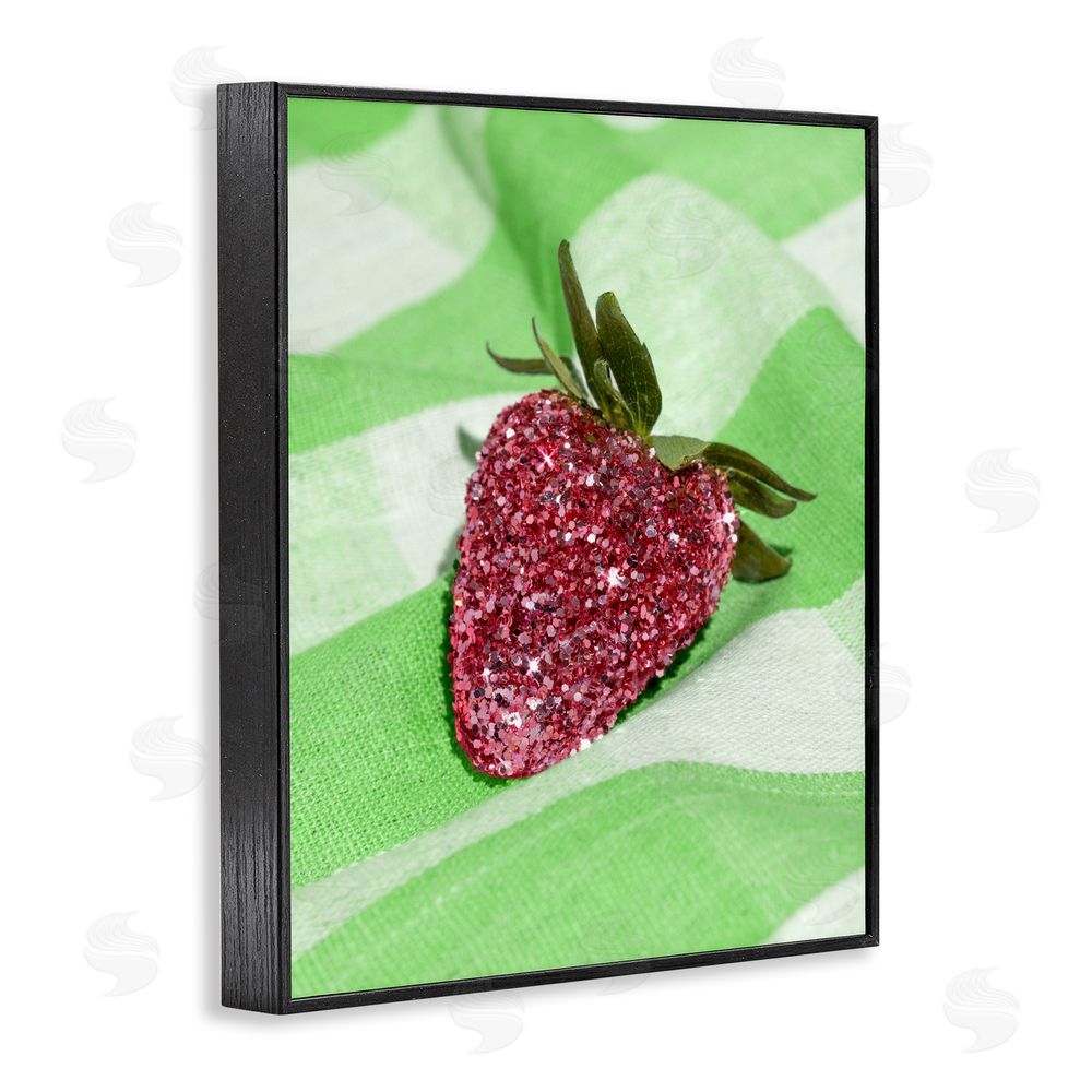 LISH Creative Glimmer Strawberry on Green Black Framed Giclee Wall Art