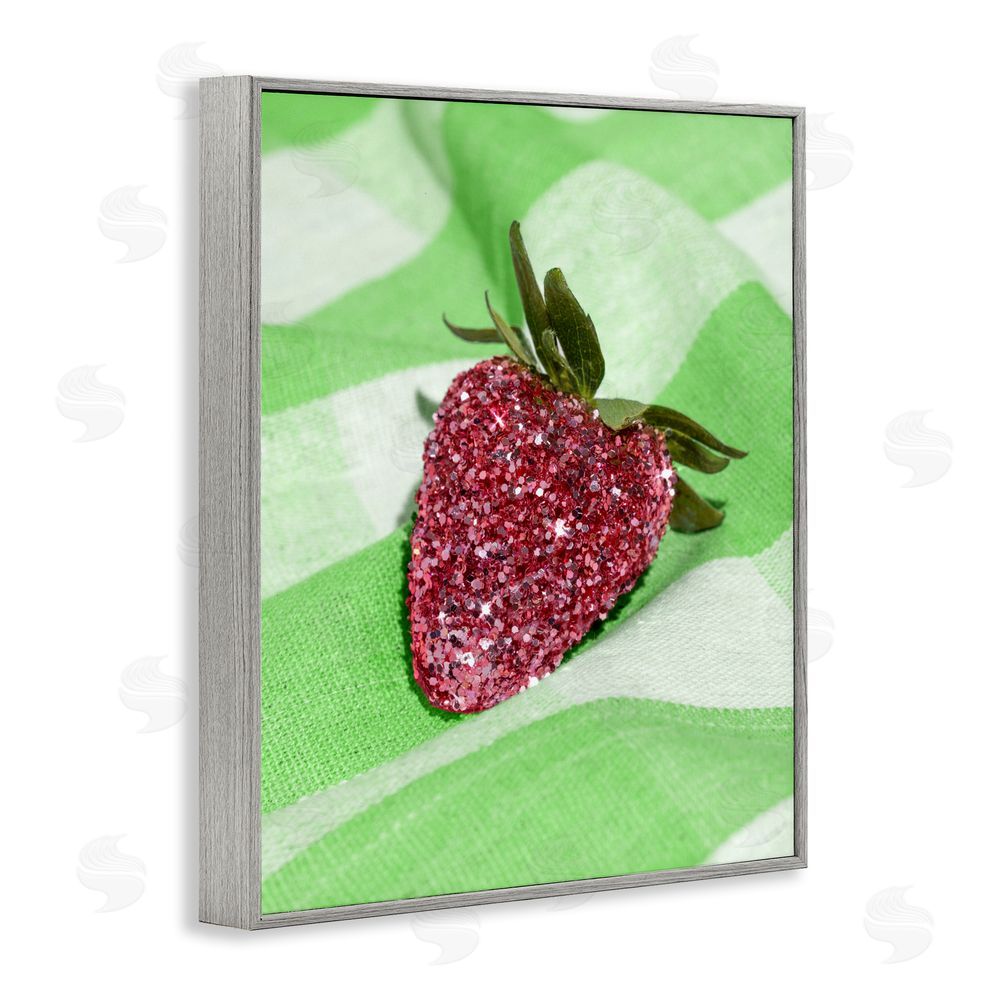 LISH Creative Glimmer Strawberry on Green Gray Framed Giclee Wall Art
