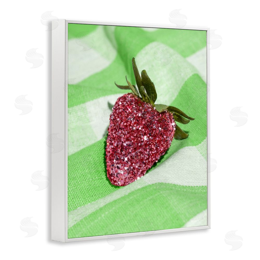 LISH Creative Glimmer Strawberry on Green White Framed Giclee Wall Art