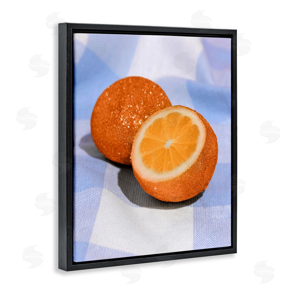 LISH Creative Glimmer Orange on Blue Black Floating Framed Canvas Wall Art