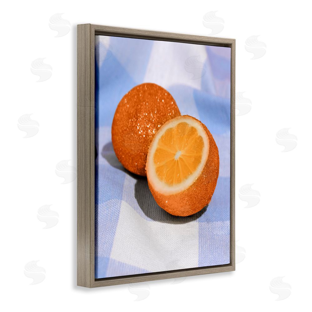 LISH Creative Glimmer Orange on Blue Brown Floating Framed Canvas Wall Art