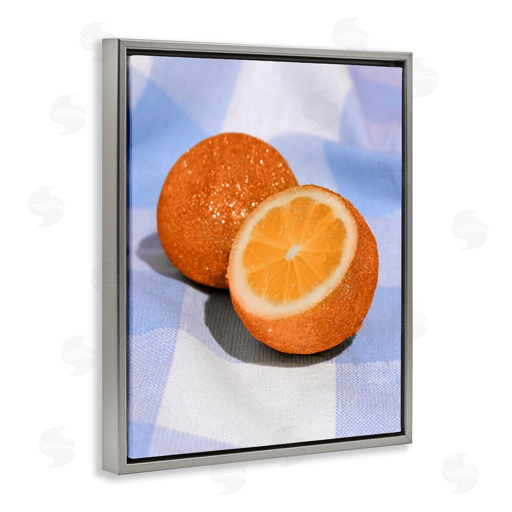 LISH Creative Glimmer Orange on Blue Gray Floating Framed Canvas Wall Art