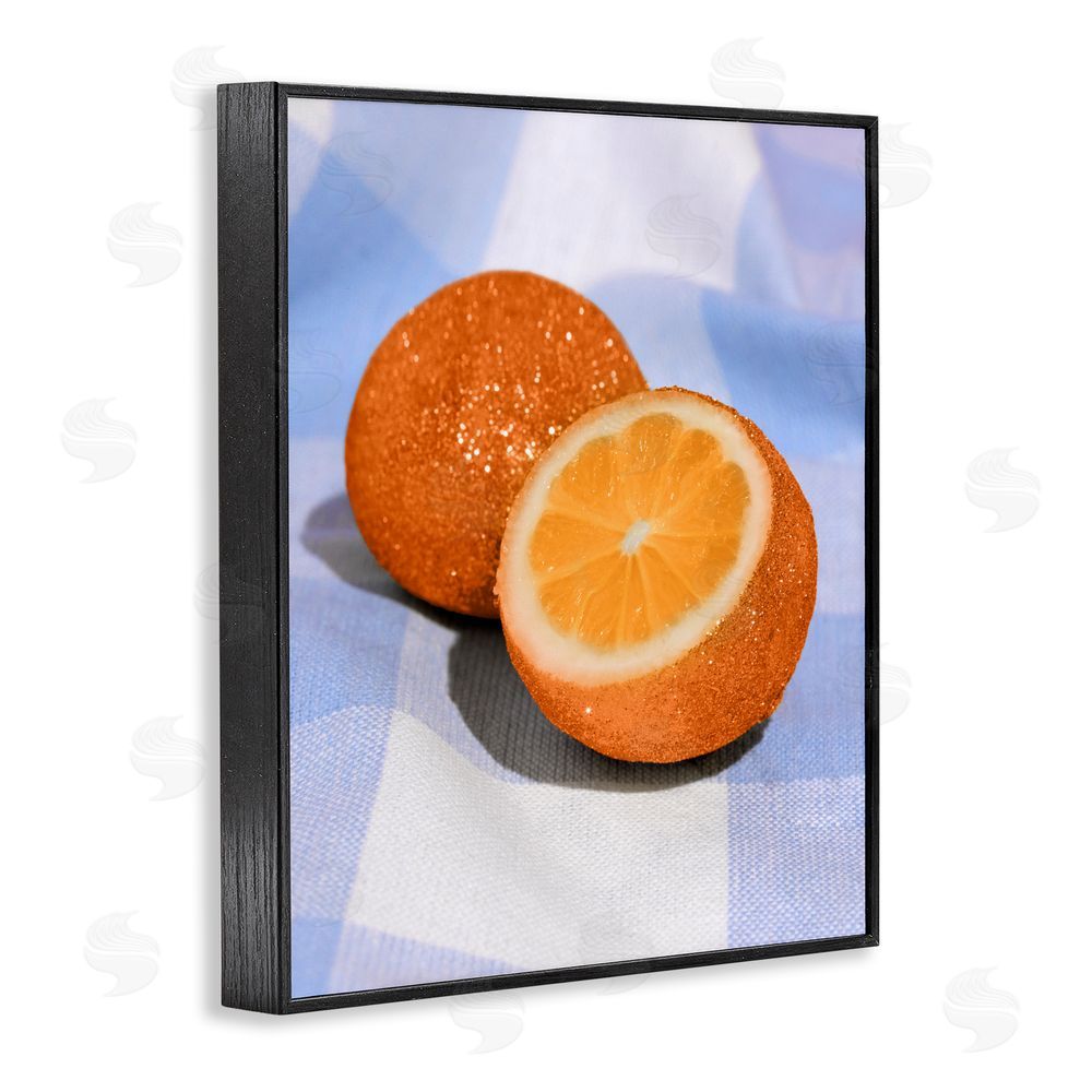 LISH Creative Glimmer Orange on Blue Black Framed Giclee Wall Art