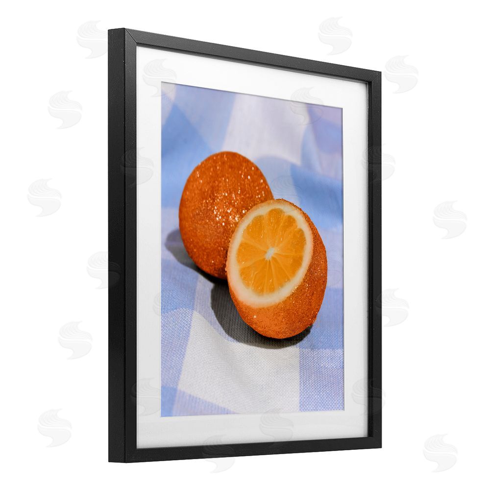 LISH Creative Glimmer Orange on Blue Black Framed Print Under Glass Wall Art