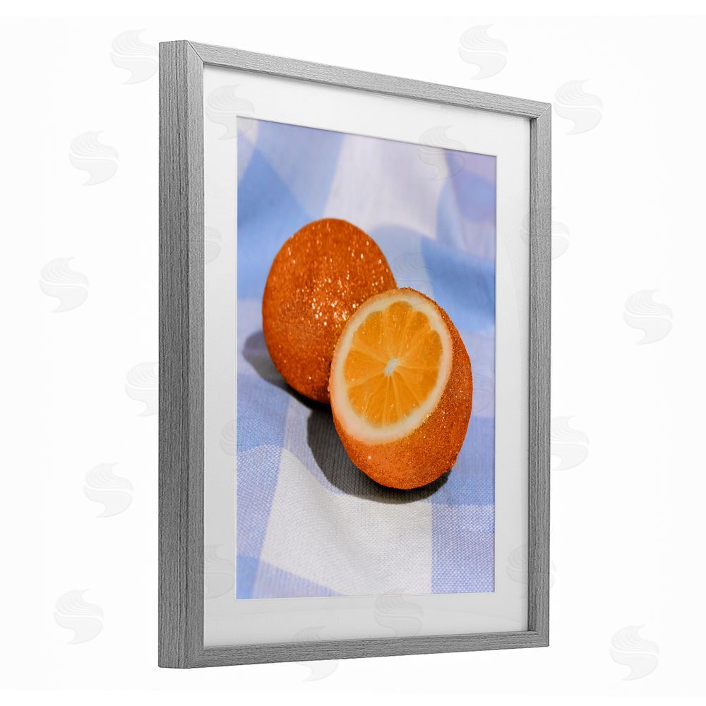 LISH Creative Glimmer Orange on Blue Gray Framed Print Under Glass Wall Art