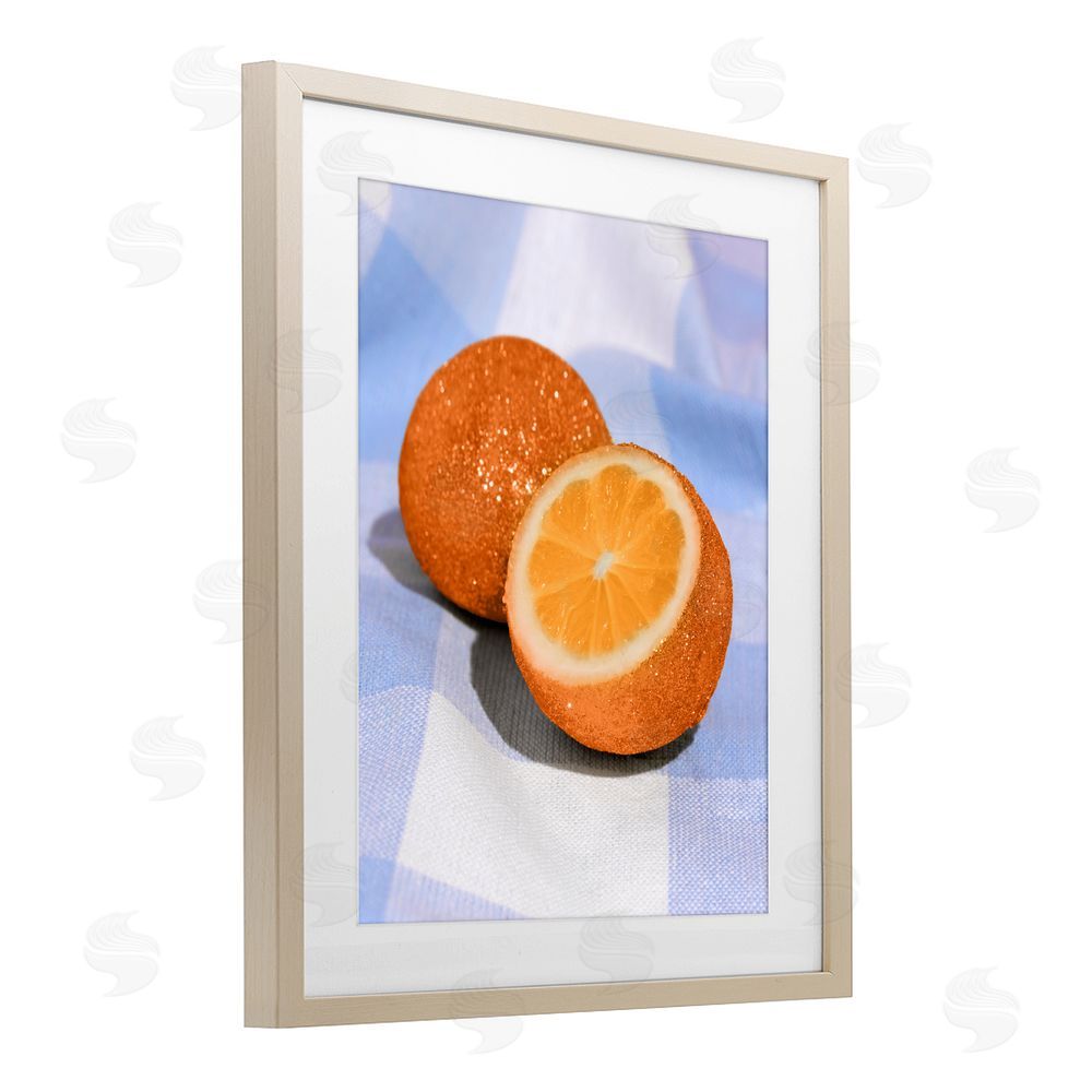 LISH Creative Glimmer Orange on Blue Brown Framed Print Under Glass Wall Art
