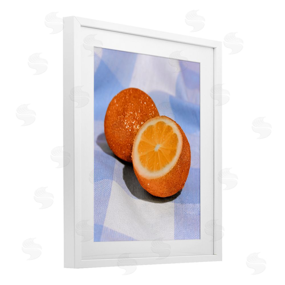 LISH Creative Glimmer Orange on Blue White Framed Print Under Glass Wall Art
