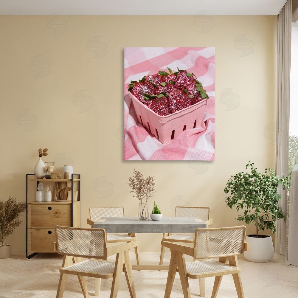 LISH Creative Glam Glimmer Strawberries Stretched Canvas Wall Art in Room