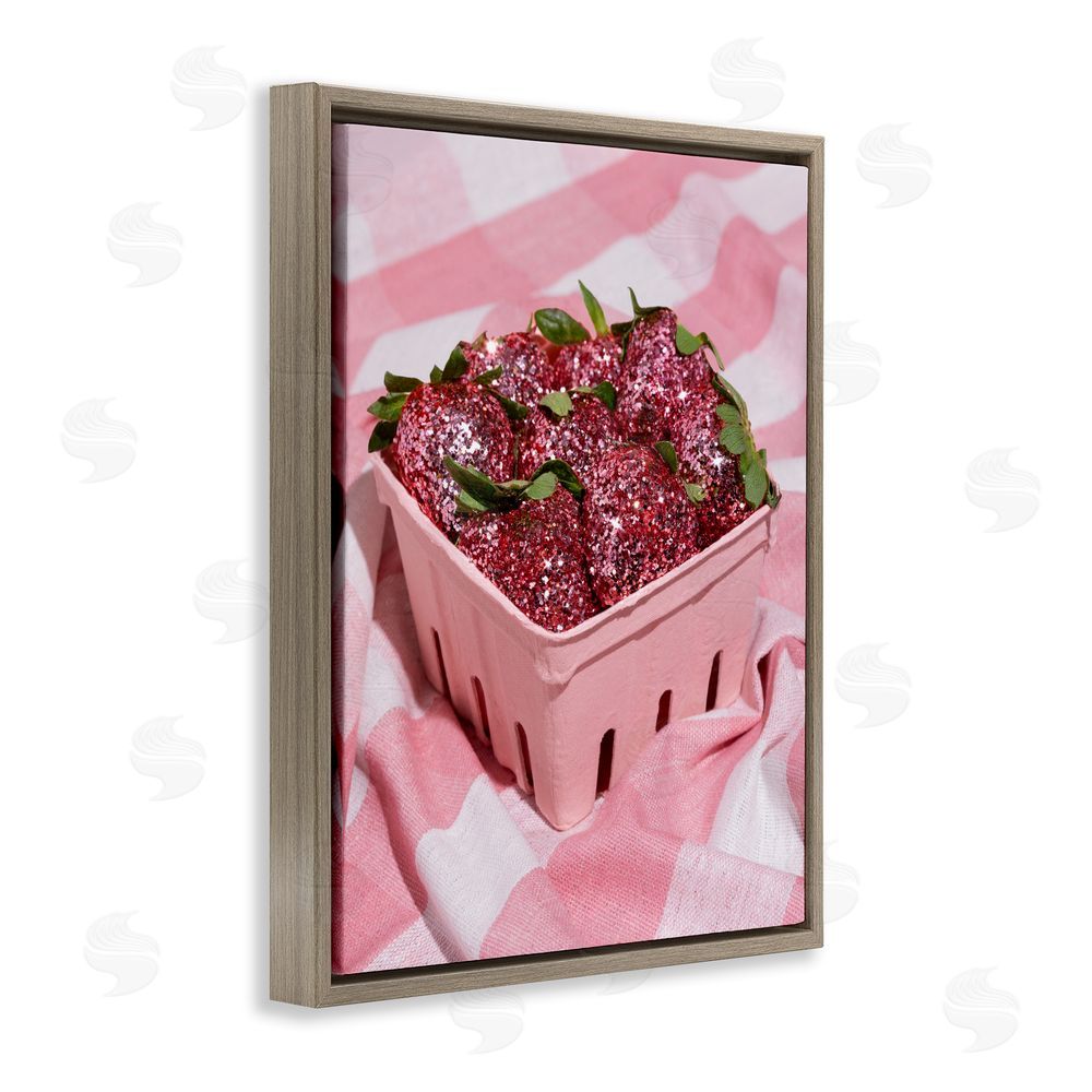 LISH Creative Glam Glimmer Strawberries Brown Floating Framed Canvas Wall Art