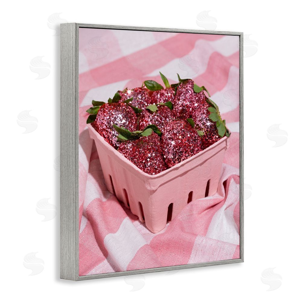 LISH Creative Glam Glimmer Strawberries Gray Framed Giclee Wall Art