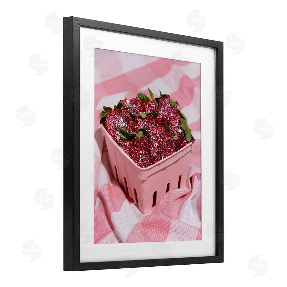 LISH Creative Glam Glimmer Strawberries Black Framed Print Under Glass Wall Art