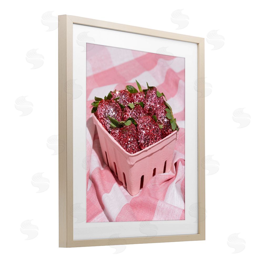 LISH Creative Glam Glimmer Strawberries Brown Framed Print Under Glass Wall Art