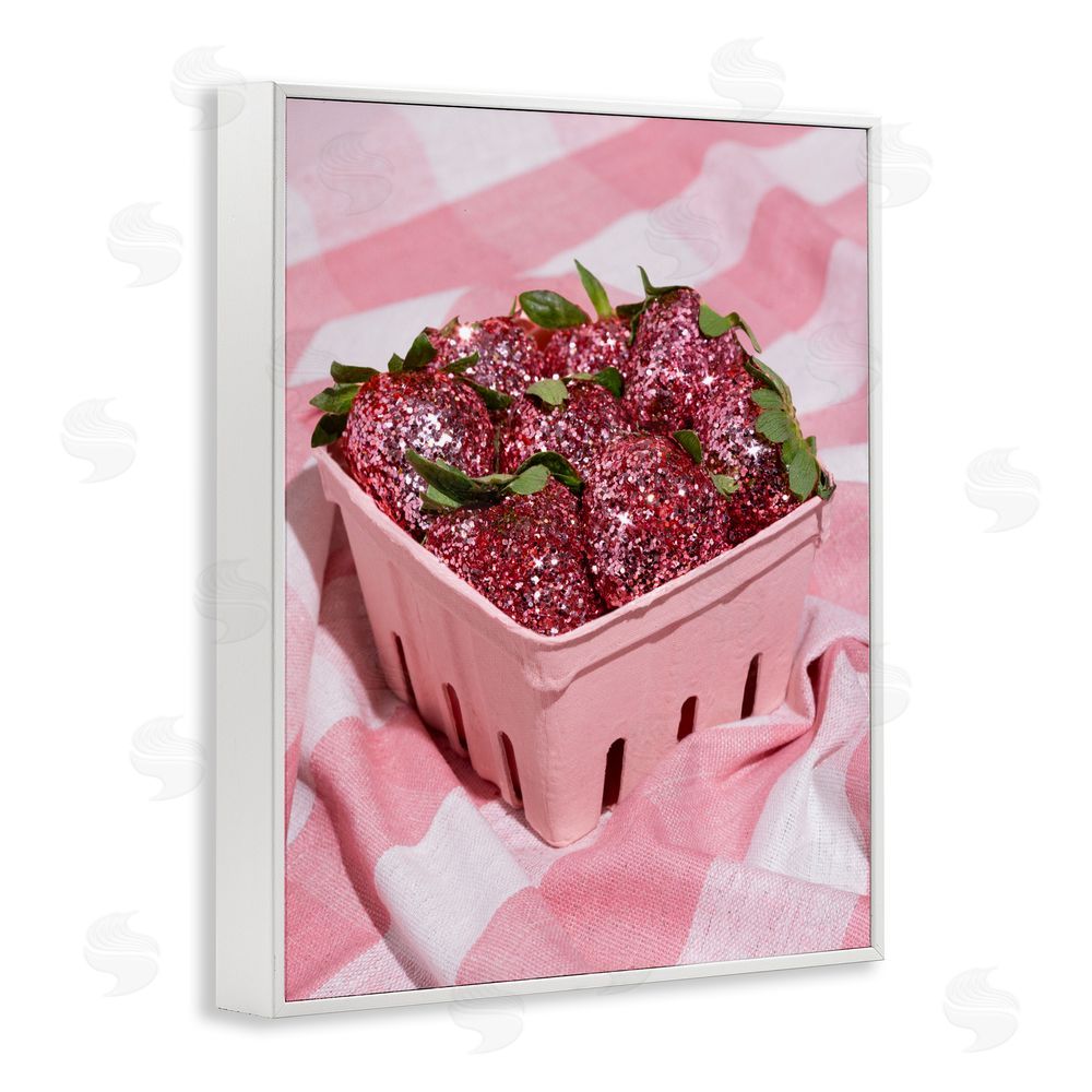 LISH Creative Glam Glimmer Strawberries White Framed Giclee Wall Art