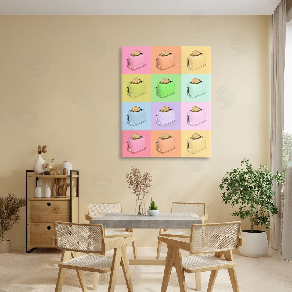 LISH Creative Golden Disco Toaster Collage Stretched Canvas Wall Art in Room