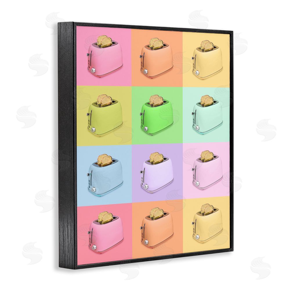 LISH Creative Golden Disco Toaster Collage Black Framed Giclee Wall Art