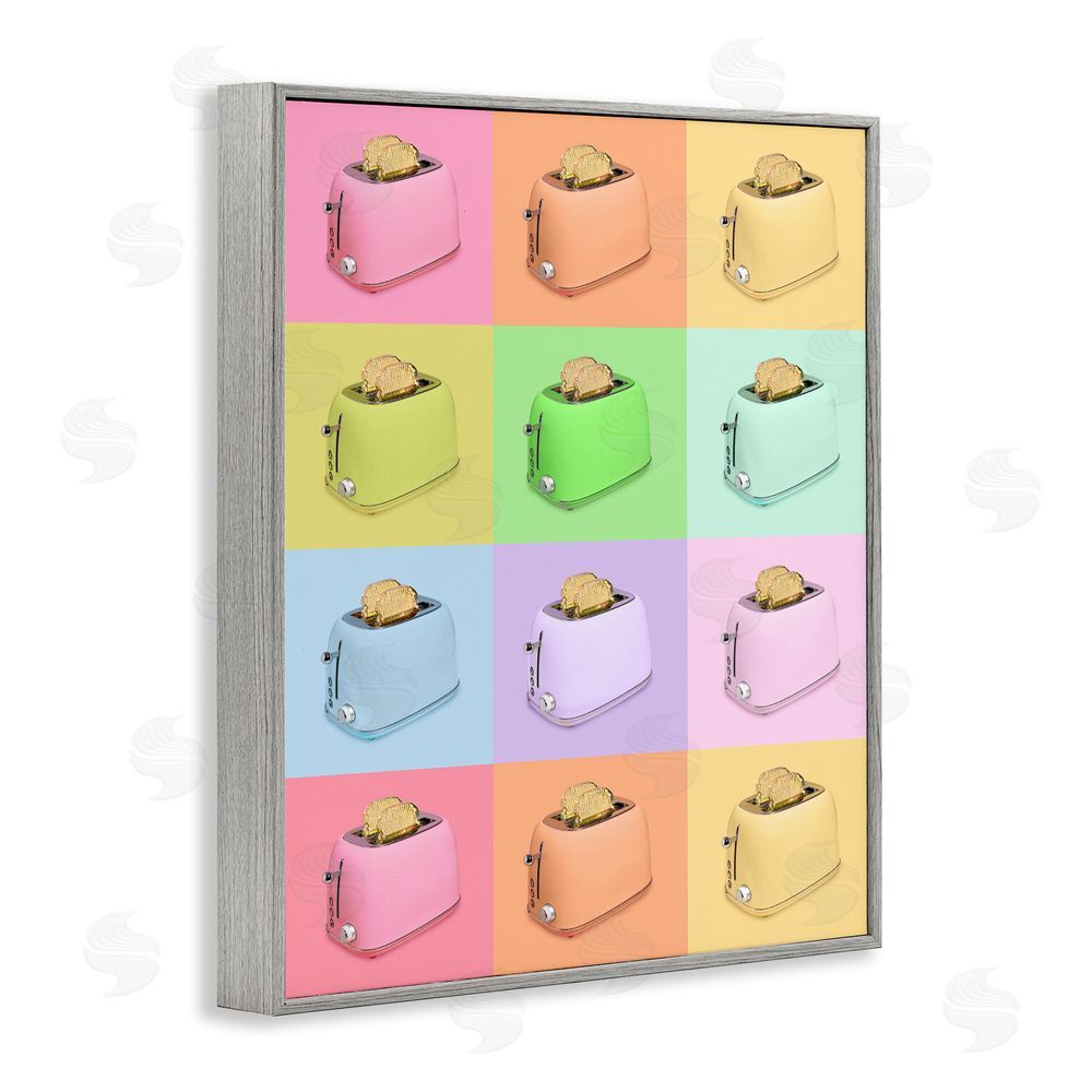 LISH Creative Golden Disco Toaster Collage Gray Framed Giclee Wall Art
